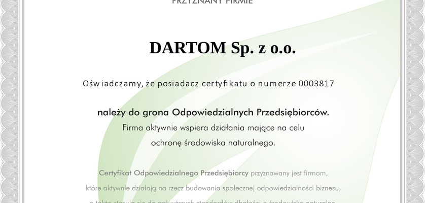 Dartom odpowiedzialnym przedsiębiorcą